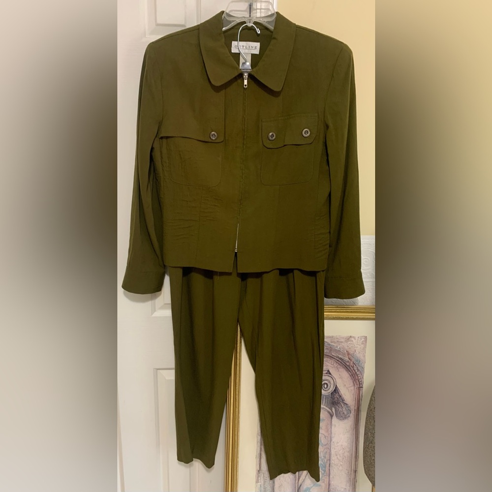 Olive Green Zip Front Blazer Jacket